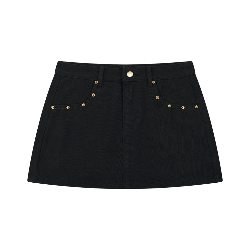 Belak Blanc Studded Denim Mini Skirt