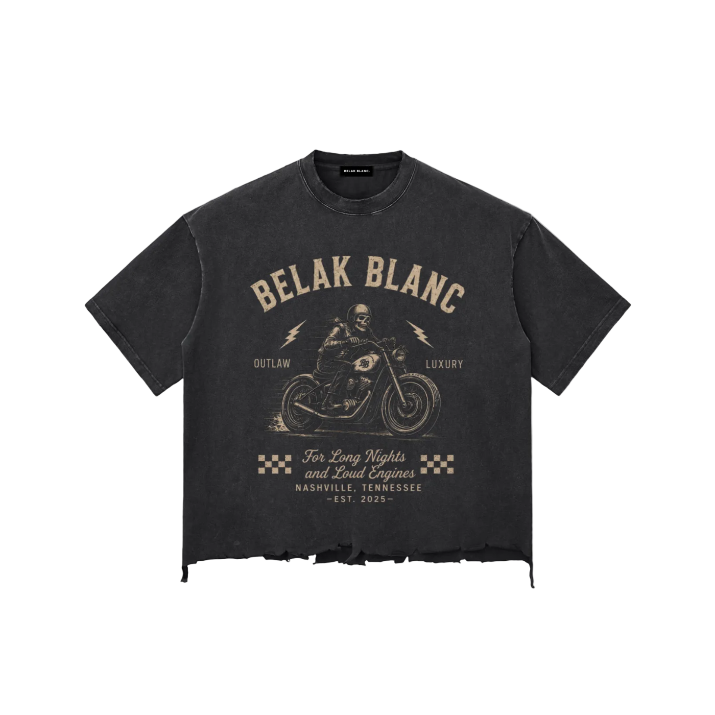 Vintage Skull Raw-Hem Tee