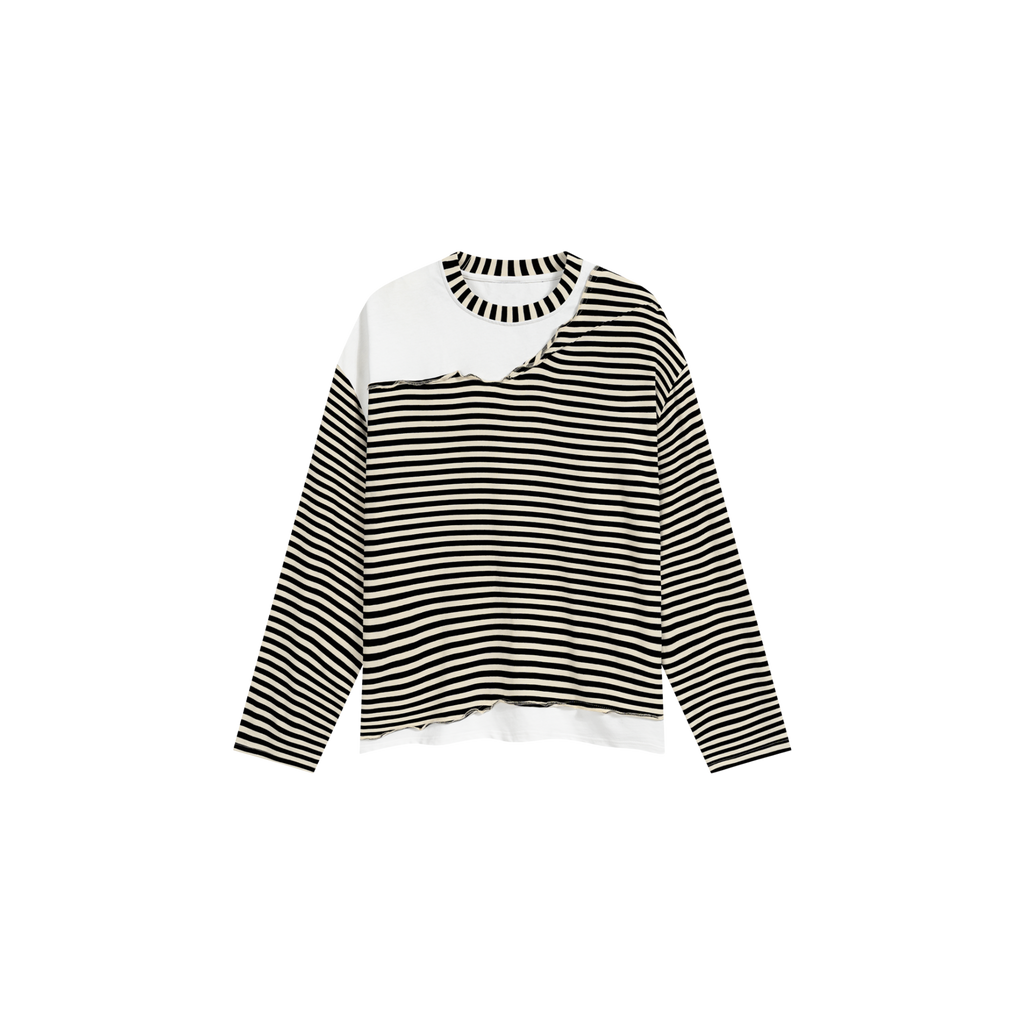 Striped Panel Long Sleeve T-Shirt